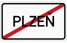 Dopravní značka „Konec obce“ Označuje konec obce. Značka ukončuje platnost značky „Obec“ (č. IZ 4a) a značky „Nejvyšší dovolená rychlost“ (č. B 20a). TestImage
